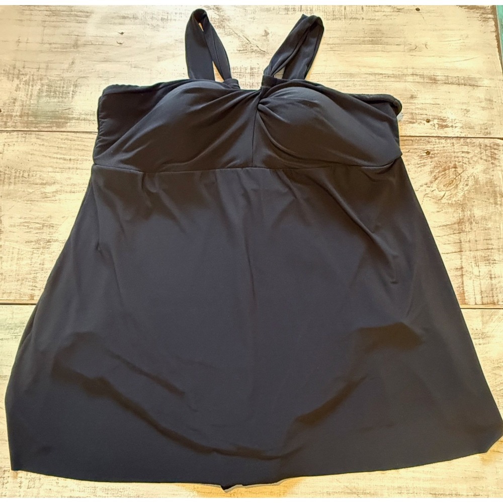 Dreamsuit by Miracle Brands Black Swimdress One Piece Swimsuit Size 24W EUC